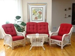 Pelangi Oval Coffee Table With Glass Top Natural Rattan Wicker ECO Handmade Design, White Wash -Songmics Furniture Shop 5123TNK9qGL