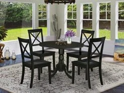 East West Furniture DLBO3-BLK-W Dining Table Set, 3 -Songmics Furniture Shop 5126lHwzxjL. AC