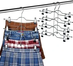 Szxc 2 Pack Skirt Pants Hangers With Adjustable Clips - 4 Tier Chrome With Black Vinyl - Non-Slip Durable - Closet Storage Organizer Space Saving (Pants Skirt Hangers (Set Of 2) 8 Szxc 2 Pack Skirt Pants Hangers With Adjustable Clips - 4 Tier Chrome With Black Vinyl - Non-Slip Durable - Closet Storage Organizer Space Saving (Pants Skirt Hangers (Set Of 2) -Songmics Furniture Shop 5127TCdl2L. AC
