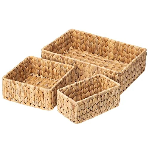 FairyHaus Wicker Baskets For Organizing 3Pack, Large And Small Wicker Storage Baskets Set, Decorative Hand Woven Baskets For Storage, Water Hyacinth Storage Baskets For Pantry Shelf Closet 1 FairyHaus Wicker Baskets For Organizing 3Pack, Large And Small Wicker Storage Baskets Set, Decorative Hand Woven Baskets For Storage, Water Hyacinth Storage Baskets For Pantry Shelf Closet