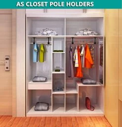 AYSUM 10 Pack 1 Inch Curtain Rod Ceiling-Mount Bracket Curtain Rod Brackets, Shower Curtain Closet Rod Holders For 1 Inch Rod, Wardrobe Pole Flange Socket With Matching Screws, Black -Songmics Furniture Shop 512966LlkeS