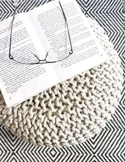 FRELISH DECOR Round Pouf Ottoman Hand Knitted 100% Cotton Pouf Foot Stool - Knitted Bean Bag - Floor Chair For Living Room Bedroom - Foot Rest For Couch (20 Diameter X 14 Height) - Natural -Songmics Furniture Shop 512AEM8Hs8L