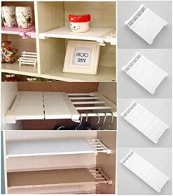 Adjustable Closet Organizer Storage Shelf Wall Mounted Kitchen Rack Space Saving Wardrobe Decorative Shelves Cabinet Holders (White, Length:19.68 - 31.49 Inch (50-80cm), Width:9.44 Inch (24cm)) -Songmics Furniture Shop 512AL7k3s2L. AC