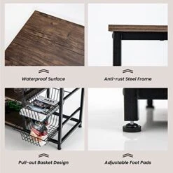 PETSITE Kitchen Bakers Rack, 4-Tier Coffee Bar Station With 2 Pull-Out Baskets, Industrial Microwave Oven Stand, Free Standing Utility Storage Shelf 10 PETSITE Kitchen Bakers Rack, 4-Tier Coffee Bar Station With 2 Pull-Out Baskets, Industrial Microwave Oven Stand, Free Standing Utility Storage Shelf -Songmics Furniture Shop 512GHSGyKgL