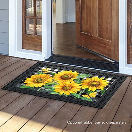 Briarwood Lane Checkered Sunflowers Summer Doormat Everyday Floral Indoor Outdoor 30" X 18" 2 Briarwood Lane Checkered Sunflowers Summer Doormat Everyday Floral Indoor Outdoor 30" X 18" - Image 2