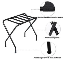 Goujxcy 100lb Capacity Metal Luggage Rack, Heavy Duty Foldable Luggage Rack Travel Luggage Rack With Nylon Straps For Home, Bedroom, Hotel 8 Goujxcy 100lb Capacity Metal Luggage Rack, Heavy Duty Foldable Luggage Rack Travel Luggage Rack With Nylon Straps For Home, Bedroom, Hotel -Songmics Furniture Shop 512PXyrzvWL