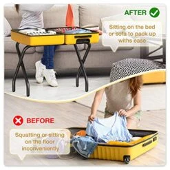 FEMOND Luggage Rack, Pack Of 2, Luggage Rack For Guest Room, Folding Suitcase Stand With Black Nylon Straps And Sturdy Steel Frame, Holds Up To 150 Lbs, Easy Assembly 9 FEMOND Luggage Rack, Pack Of 2, Luggage Rack For Guest Room, Folding Suitcase Stand With Black Nylon Straps And Sturdy Steel Frame, Holds Up To 150 Lbs, Easy Assembly -Songmics Furniture Shop 512RDS3s2wL