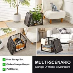 Mxfurhawa Iron Mesh Storage Ottoman, 55L Multipurpose Ottoman With Storage For Bedroom And Livingroom, Faux Leather Black Footrest With Foam Padded Seat, Support 350lbs -Songmics Furniture Shop 512TElq5KyL