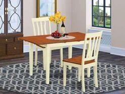 East West Furniture NOAN5-OAK-C 5-Piece Kitchen Dining Room Set - 4 Dining Room Chairs With Slatted Back And Linen Fabric Seat - A Dining Room Table With Rectangular Top (Oak Finish) -Songmics Furniture Shop 512To8CLg1L. AC