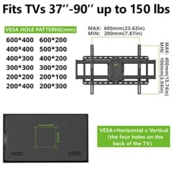 USX MOUNT UL Listed Full Motion TV Wall Mount For 37"-90" TVs, Pre-Assembled TV Mount Fits 16", 24" Wood Studs, Universal With Swivel And Tilt TV Bracket Up To VESA 600x400mm, 150lbs -Songmics Furniture Shop 512USPqNdtL