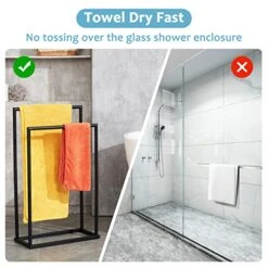 Towel Racks For Bathroom, 2 Tier Free Standing Stainless Steel Towel Rack Stand For Bath Towel, Blanket Rack, Matt Black, DECLUTTR