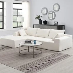 Melpomene Modular Sectional Sofa, Modern Minimalist 109" L-Shape 2 PC Free Combination Upholstered Sleeper Sofa Couch,White 17 Melpomene Modular Sectional Sofa, Modern Minimalist 109" L-Shape 2 PC Free Combination Upholstered Sleeper Sofa Couch,White -Songmics Furniture Shop 512dEKIsavL. AC