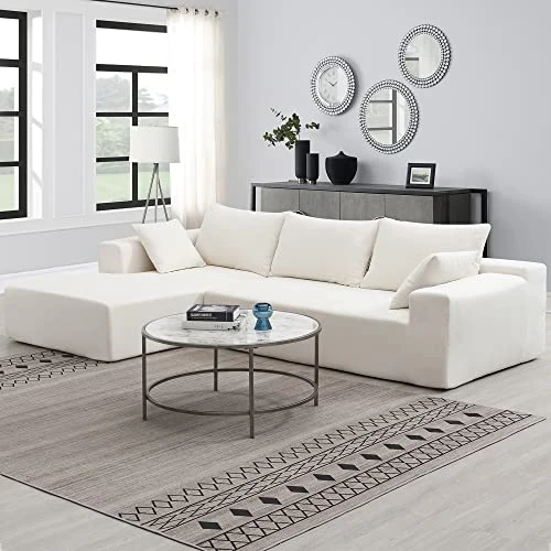 Melpomene Modular Sectional Sofa, Modern Minimalist 109" L-Shape 2 PC Free Combination Upholstered Sleeper Sofa Couch,White 1 Melpomene Modular Sectional Sofa, Modern Minimalist 109" L-Shape 2 PC Free Combination Upholstered Sleeper Sofa Couch,White