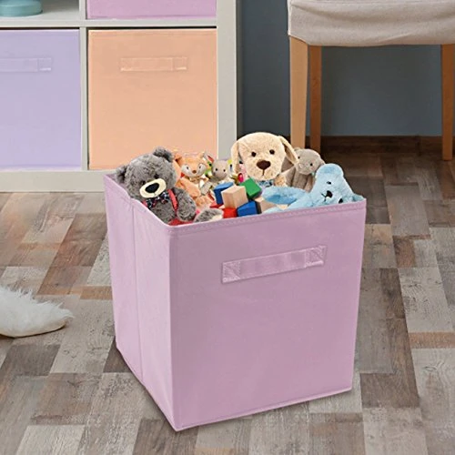 Sorbus® 11 Inch Cube Storage Organizer Bins - 6 Pack - Foldable Storage Cubes - Rectangular Shelf Basket - Great For Nursery, Playroom, Closet, Home Organization (Multi - Pink Orange Purple) 3 Sorbus® 11 Inch Cube Storage Organizer Bins - 6 Pack - Foldable Storage Cubes - Rectangular Shelf Basket - Great For Nursery, Playroom, Closet, Home Organization (Multi - Pink Orange Purple) - Image 3