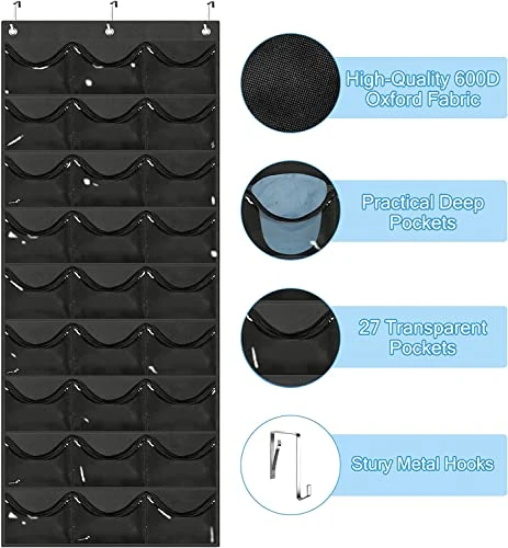 INPHER Hat Organizer For Baseball Caps - 27 Pockets Hat Racks For Baseball Caps Clear Deep Hat Storage Holder Rack For Wall Door With 6 Hooks 2 INPHER Hat Organizer For Baseball Caps - 27 Pockets Hat Racks For Baseball Caps Clear Deep Hat Storage Holder Rack For Wall Door With 6 Hooks - Image 2