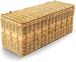 The Basket Lady Lidded Wicker Box, 16 In L X 6.5 In W X 7 In H, Antique Walnut Brown -Songmics Furniture Shop 512gMtI BIL. AC