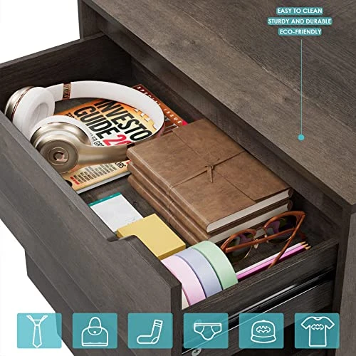 URKNO Modern 4 Drawer Dresser, Wood Chest Of Drawers With Storage, Clothing Organizer With Cut-Out Handle, Storage Cabinet, Nightstand For Living Room, Bedroom, Hallway, Dark Brown 5 URKNO Modern 4 Drawer Dresser, Wood Chest Of Drawers With Storage, Clothing Organizer With Cut-Out Handle, Storage Cabinet, Nightstand For Living Room, Bedroom, Hallway, Dark Brown - Image 5