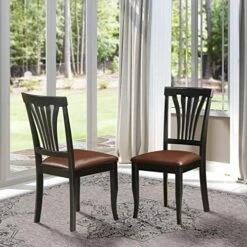 East West Furniture AVC-SBR-LC Avon Dining Chairs - Faux Leather Upholstered Wood Chairs, Set Of 2, Saddle Brown -Songmics Furniture Shop 512o6Kjl0jL. AC