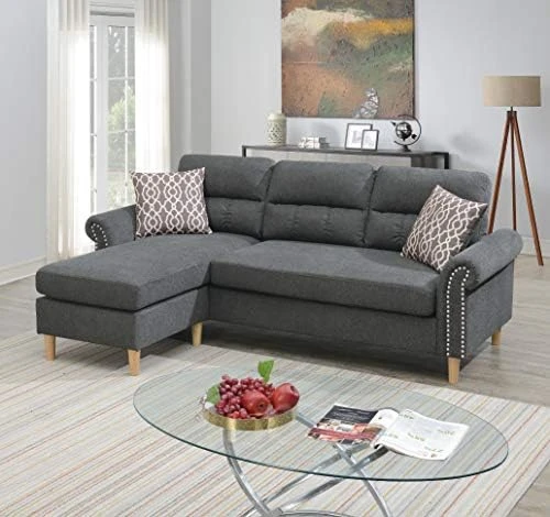 Poundex 2 Piece Reversible Sectional, Slate 4 Poundex 2 Piece Reversible Sectional, Slate - Image 4