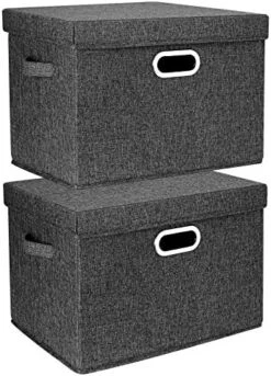 TYEERS Large Collapsible Storage Bins With Lids, Patterns, Washable, Fabric Decorative Storage Boxes For Home Office Storage, 17.3x11.8x11.4 Inches, 5 Pack, Beige -Songmics Furniture Shop 513 K2TahkL. AC