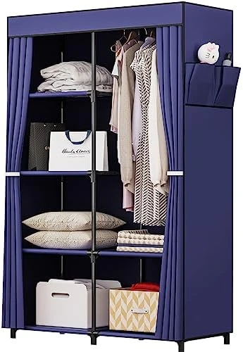 INGIORDAR Portable Closet Wardrobe Organizer Storage With Cover Non-Woben Fabric Portable Wardrobe Closet For Hanging Clothes Racks Shelving 34 Inch For Bedroom, Coffee 10 INGIORDAR Portable Closet Wardrobe Organizer Storage With Cover Non-Woben Fabric Portable Wardrobe Closet For Hanging Clothes Racks Shelving 34 Inch For Bedroom, Coffee - Image 10