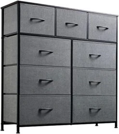 WLIVE 9-Drawer Dresser, Fabric Storage Tower For Bedroom, Hallway, Nursery, Closet, Tall Chest Organizer Unit With Fabric Bins, Steel Frame, Wood Top, Easy Pull Handle, Greige -Songmics Furniture Shop 5136DrV6MvL. AC