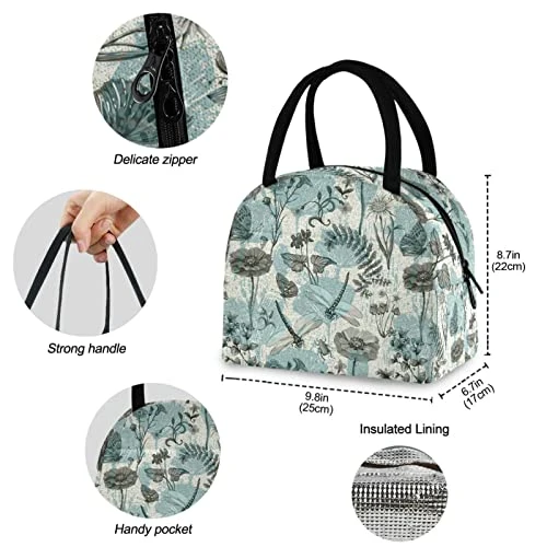 ZzWwR Vintage Butterfly Dragonfly Poppy Reusable Lunch Tote Bag With Front Pocket Insulated Thermal Cooler 0g272618160p407c442s828 0 2 ZzWwR Vintage Butterfly Dragonfly Poppy Reusable Lunch Tote Bag With Front Pocket Insulated Thermal Cooler 0g272618160p407c442s828 0 - Image 2