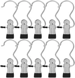 BEWISHOME 30 PCS Boot Hangers For Closet, Laundry Hooks With Clips, Boot Hanging Hold Clip, Clothes Pins, Space Saving Portable Travel Hangers Clip, Jeans, Tall Boots, Towel, Black FYC30B -Songmics Furniture Shop 5138mclRKWL. AC