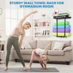 Towel Racks For Bathroom Wall Mounted With Shelf, Bathroom Towel Storage With 3 Hooks, Wall Towel Rack For Rolled Towels, Towel Holder For Bathroom Wall, Bathroom Shelves For Towels, Towel Organizer -Songmics Furniture Shop 5138pFXowAL