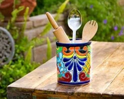 Enchanted Talavera Mexican Talavera Ceramic Large Utensil Holder Spatula Crock Kitchen Counter Organizer Mexican Pottery Utensils Tools Caddy Spoon Rest White Ceramic (Multi Color Large (7.5"H X 6"W) 11 Enchanted Talavera Mexican Talavera Ceramic Large Utensil Holder Spatula Crock Kitchen Counter Organizer Mexican Pottery Utensils Tools Caddy Spoon Rest White Ceramic (Multi Color Large (7.5"H X 6"W) -Songmics Furniture Shop 513D6NS3d2L. AC
