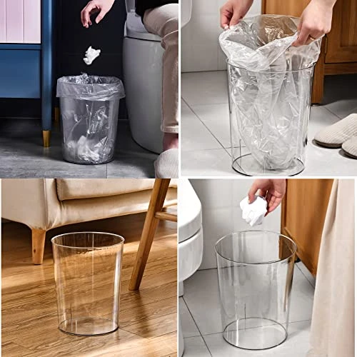 Okllen 2 Pack Plastic Waste Basket, Clear Round Trash Can Small Wastebasket Garbage Container Bin For Bathroom, Bedroom, Kitchen, Home, Office, 7.3" X 8.5" X 10.6" 4 Okllen 2 Pack Plastic Waste Basket, Clear Round Trash Can Small Wastebasket Garbage Container Bin For Bathroom, Bedroom, Kitchen, Home, Office, 7.3" X 8.5" X 10.6" - Image 4