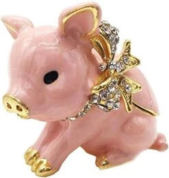 Waltz&F New Golden Pig With Bowknot Handcrafted Pewter Trinket Box Animal Figurine Hinged Jewelry Box -Songmics Furniture Shop 513Ew6gIMzL. AC