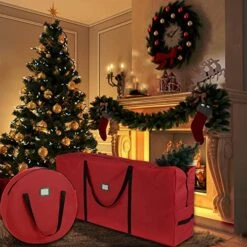 Christmas Tree Wreath Storage Bag, 2 Pack Container Bags Fits Up To 9 Foot Large Artificial Xmas Tree & 30" Holiday Garland Wreaths, 600D Waterproof Oxford Durable Handles & Sleek Zipper & Card Slot -Songmics Furniture Shop 513Gef67gXL
