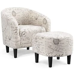 Yaheetech Lounge Chair & Ottoman Modern Chaise Lounge Armchair With Footstool Lounge Reading Chair With Footrest Letter Print