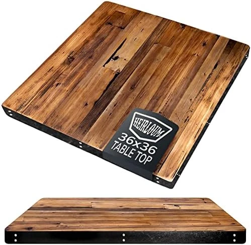 HEIRLOUM Reclaimed Wood Table Top - Rustic Recycled Solid Wooden Piece Perfect For Signs, Kitchens, Dining And Coffee Table Tops (Reclaimed Wood Table Top With Metal Edge, 36" X 36") 14 HEIRLOUM Reclaimed Wood Table Top - Rustic Recycled Solid Wooden Piece Perfect For Signs, Kitchens, Dining And Coffee Table Tops (Reclaimed Wood Table Top With Metal Edge, 36" X 36") - Image 14