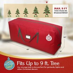 HOLIDAY SPIRIT Christmas Tree Storage Bag, Heavy-Duty 600D Oxford Material With Durable Reinforced Handles & Zipper, Waterproof Dust Protection (Red, Fits A 9FT Tree) -Songmics Furniture Shop 513TY2kNRfL