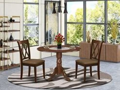 East West Furniture DLCL5-WHI-C 5Pc Dining Set Includes A Round Dinette Table With Drop Leaves And Four Double X Back Microfiber Seat Kitchen Chairs, White Finish, 5 -Songmics Furniture Shop 513YZC1UrbL. AC