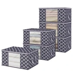 Fixwal Storage Bags 6 Pack 90L Large Capacity Clothes Organization And Storage Containers For Bedding Comforters Bedroom Closet Dorm With Reinforced Handle, Clear Window, Sturdy Zippers, Grey