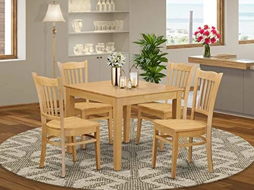 East West Furniture OXGR5-LWH-W 5 Piece Dining Room Furniture Set Includes A Square Kitchen Table And 4 Dining Chairs, 36x36 Inch, Linen White 5 East West Furniture OXGR5-LWH-W 5 Piece Dining Room Furniture Set Includes A Square Kitchen Table And 4 Dining Chairs, 36x36 Inch, Linen White - Image 5
