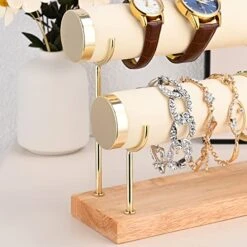 Aqerimit White Bangle Display Holder With T-bar Two Tier Bracelet Stand Storage Towers For Jewelry Organization -Songmics Furniture Shop 513bC73sEaL