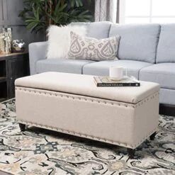 Christopher Knight Home Tatiana Fabric Storage Ottoman, Wheat