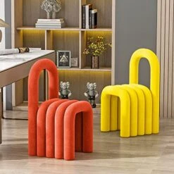 QQXX Velvet Footstool Ottoman,U-Shaped Footrest Stool With Backrest,Small Foot Stool Makeup Stool For Entryway, Modern Upholstered Sofa Seat Step Stool For Living Room Bedroom Decor(16x22x31inch, B) -Songmics Furniture Shop 513c3XQsbUL