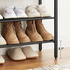 VASAGLE 3-Tier Rack, Freestanding Shoe Storage Organizer, Mesh Shelves, Space-Saving In The Entryway, Industrial, Rustic Brown + Black -Songmics Furniture Shop 513iH3XdzDS