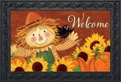 Briarwood Lane Happy Scarecrow Fall Doormat Sunflowers Autumn Indoor/Outdoor 30" X 18"