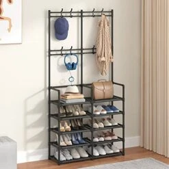 Laiensia 5-Tier Entryway Coat Rack, Coat And Shoe Rack, Entryway Bench Storage Organizer With 8 Hooks For Bedroom, Hallway, Office, Black 9 Laiensia 5-Tier Entryway Coat Rack, Coat And Shoe Rack, Entryway Bench Storage Organizer With 8 Hooks For Bedroom, Hallway, Office, Black -Songmics Furniture Shop 513lHViNxrL