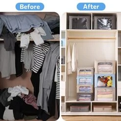 Clothes Storage Bins Box - Foldable Stackable Container Organizer Set With Clear Window & Carry Handles & Metal Frame - 2Pack Large Capacity For Bedding, Blankets, Toys, Books -Songmics Furniture Shop 513laXmFEOL