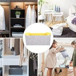Magazine Basket Felt Storage Basket Box Foldable Organizer Basket Open Storage Bins Boxes With Handle For Magazine Books Newspaper Sundries Yellow Clothes Storage Organizer -Songmics Furniture Shop 513nD4MrMEL