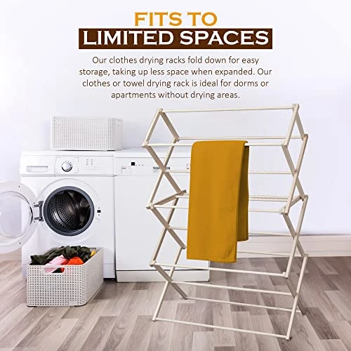 Peaceful Classics Wooden Laundry Rack - Amish Handmade Wooden Clothes Drying Rack - Foldable Drying Rack For Towel, Blanket, Linen Household Essentials - For Indoor Or Outdoor Use (38" X 30" X 13") 4 Peaceful Classics Wooden Laundry Rack - Amish Handmade Wooden Clothes Drying Rack - Foldable Drying Rack For Towel, Blanket, Linen Household Essentials - For Indoor Or Outdoor Use (38" X 30" X 13") - Image 4