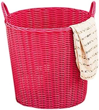Solid Color Dirty Clothes Basket Woven Storage Baskets Plastic Rattan Toy Storage Box Woven Laundry Basket (Coffee) 6 Solid Color Dirty Clothes Basket Woven Storage Baskets Plastic Rattan Toy Storage Box Woven Laundry Basket (Coffee) - Image 6