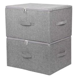 EZ GENERATION Large Capacity Clothes Storage Bin Organizer With Reinforced Handle Thick Fabric For Comforters, Blankets, Bedding, Foldable Storage Bag With Sturdy Zipper,2 Pack(Grey)
